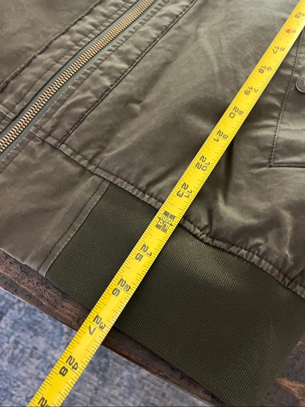 True Religion Waxed Bomber in Military Olive